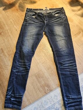 women's Y2K-style dark wash jeans by Raw Blue size 15/16 inseam 32"